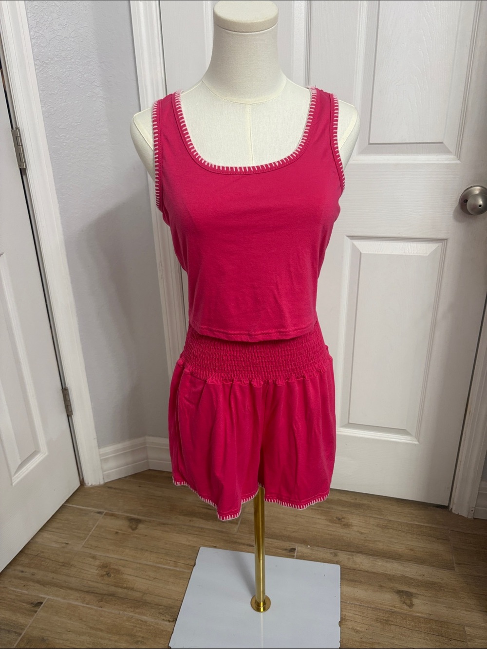 Hot Pink Two-Piece Tank & Shorts Set